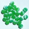 25 7x11mm Apple Green & White Marble Melon Beads